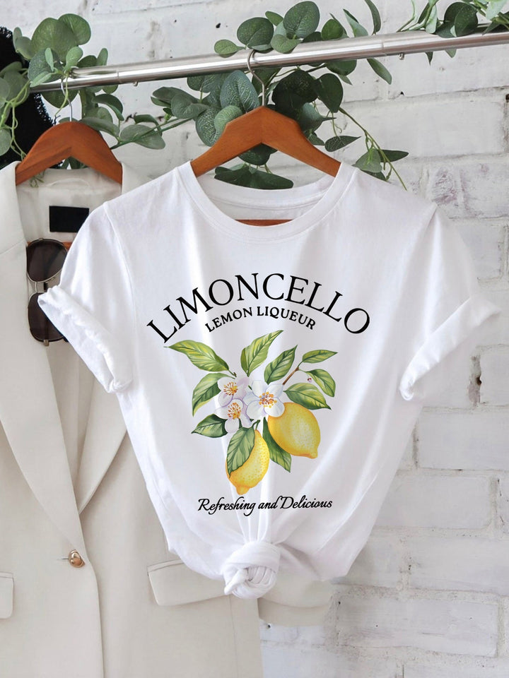 Claudia | T-Shirt mit Zitronen-Buchstabenprint