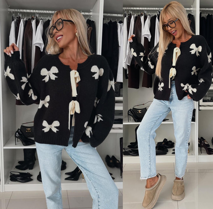 Luisa | Flauschige Strickjacke mit Schleifendetail