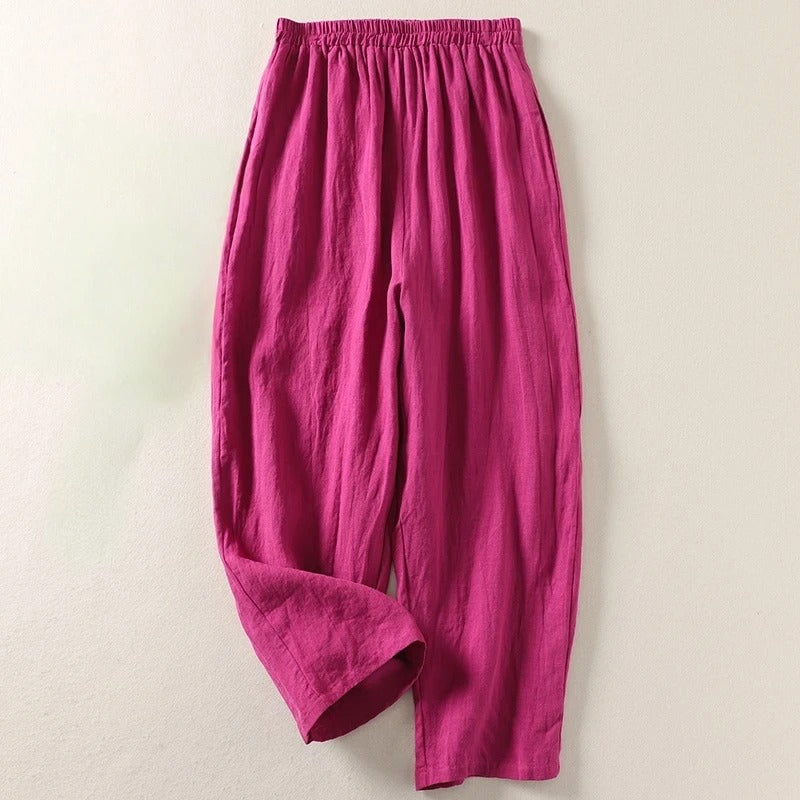 Elena | Leichte Hose aus Baumwolle Leinenmix