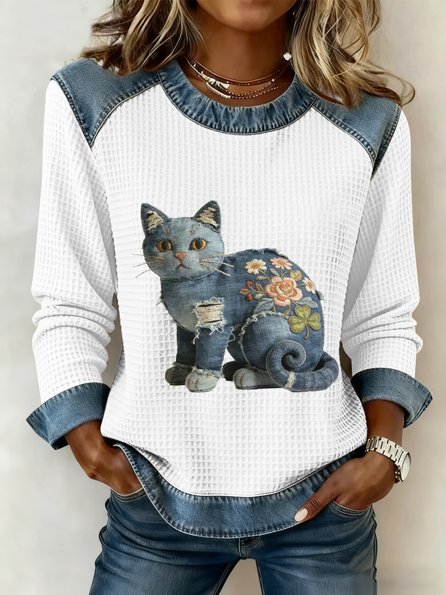 Sanna | Komfortables Patchwork-Top Damen weichgriffig
