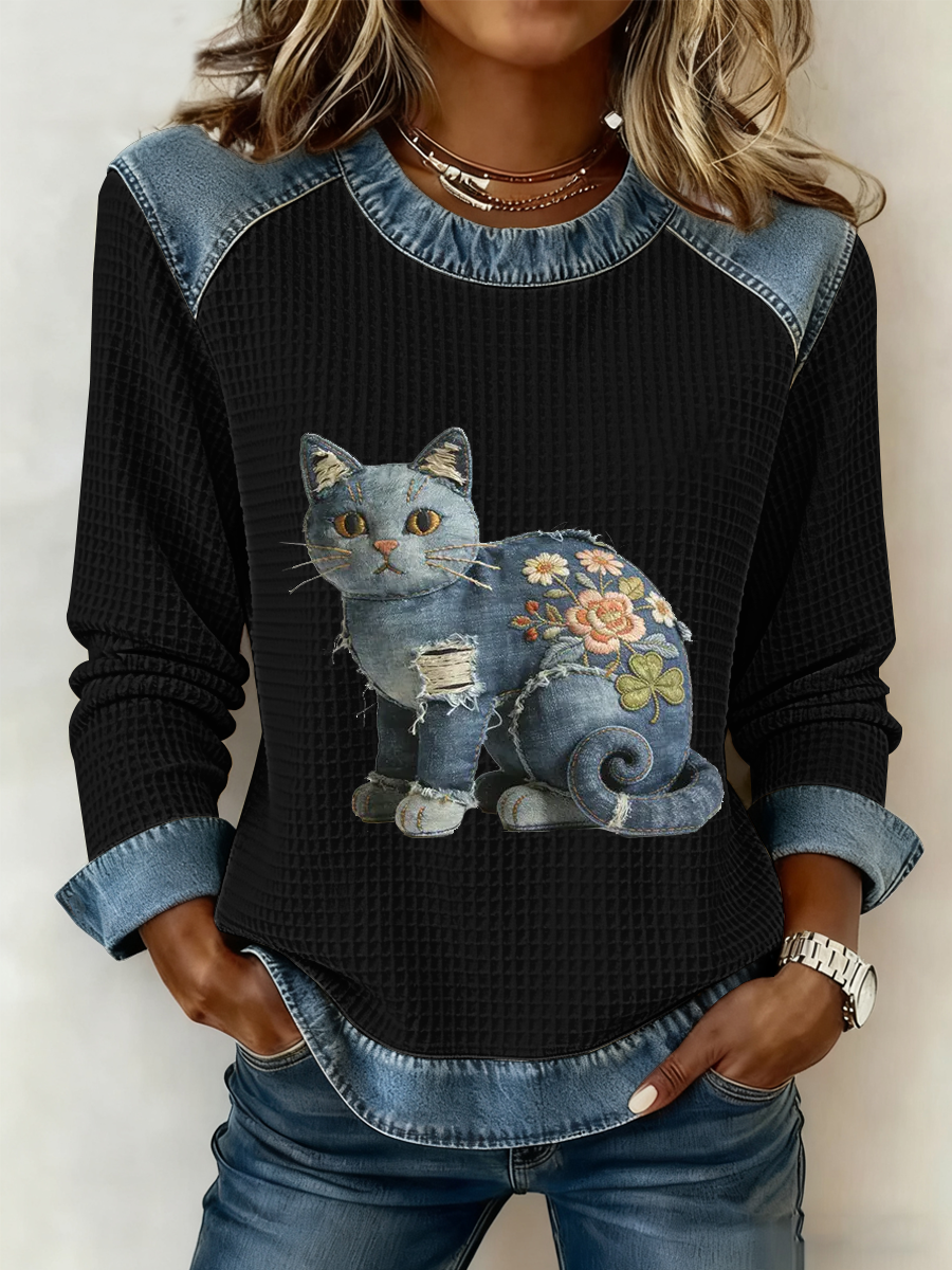 Sanna | Komfortables Patchwork-Top Damen weichgriffig