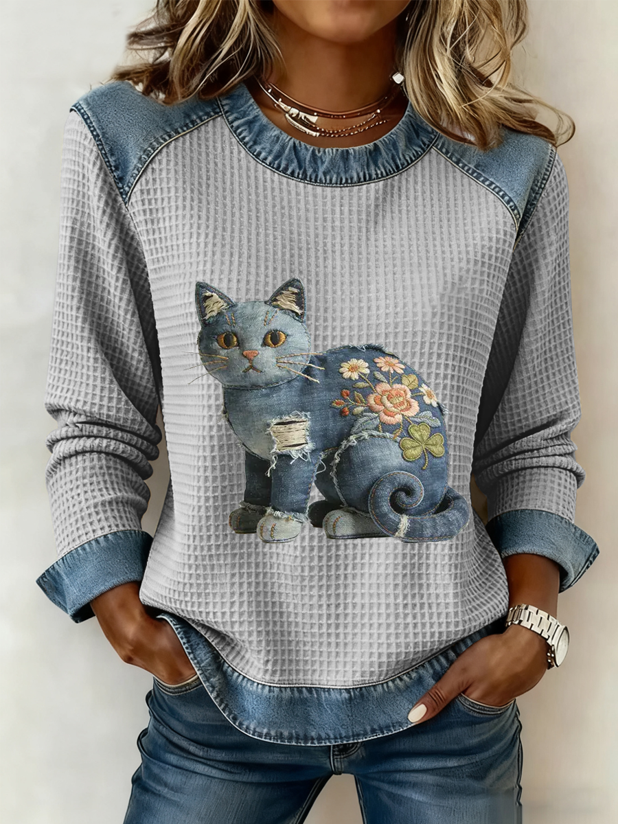 Sanna | Komfortables Patchwork-Top Damen weichgriffig