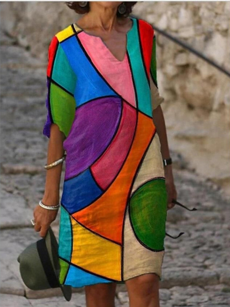 Flora | Leinenkleid mit Blumenmuster für Damen