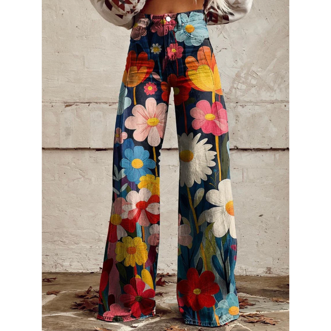 Julia | Flower Power Hose mit weitem Bein