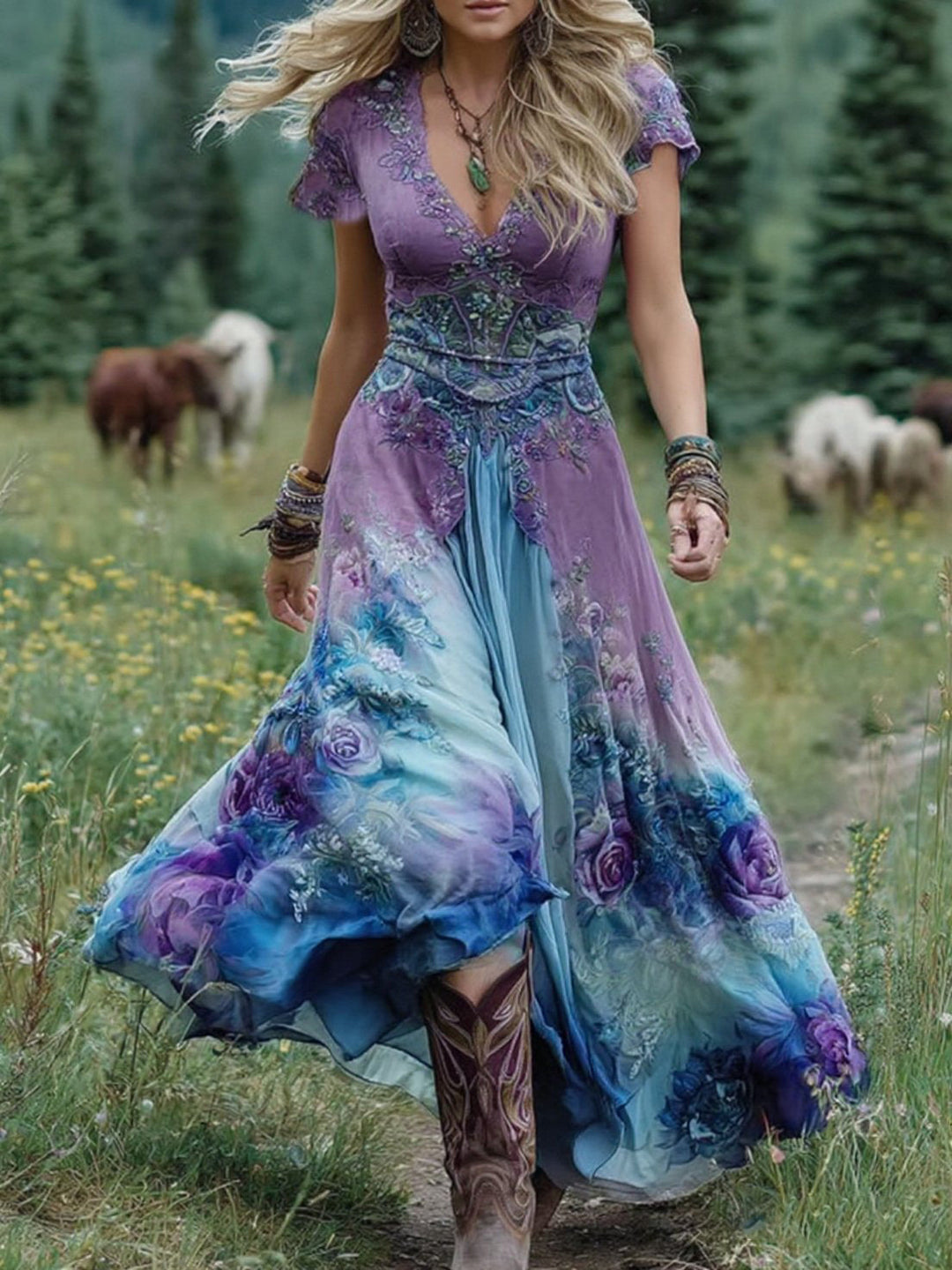 Anna | Maxikleid Damen bunt stilvoll und modisch