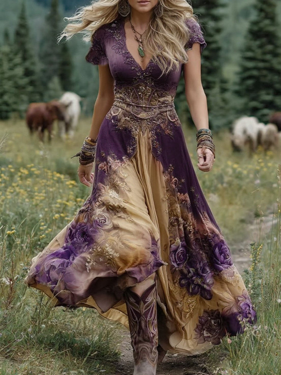 Anna | Maxikleid Damen bunt stilvoll und modisch