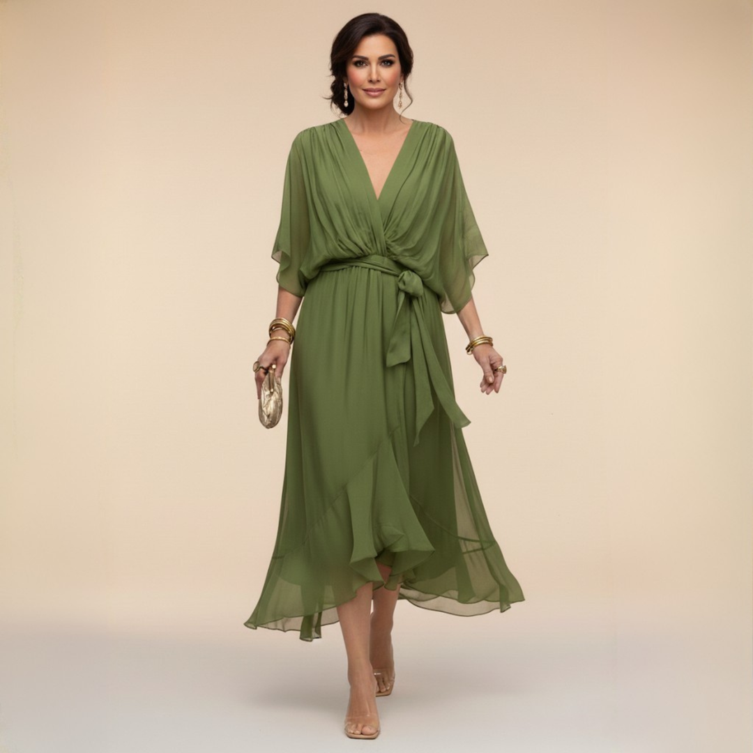 Lena | Chiffonkleid mit V-Ausschnitt für Damen
