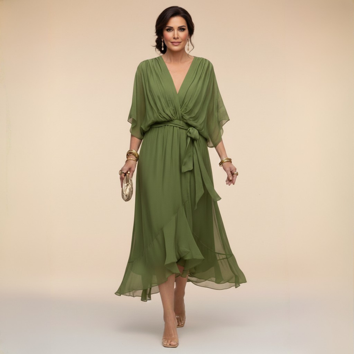 Lena | Chiffonkleid mit V-Ausschnitt für Damen