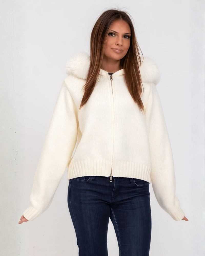 Clara | Trendige Strickjacke mit Felloptik für Damen