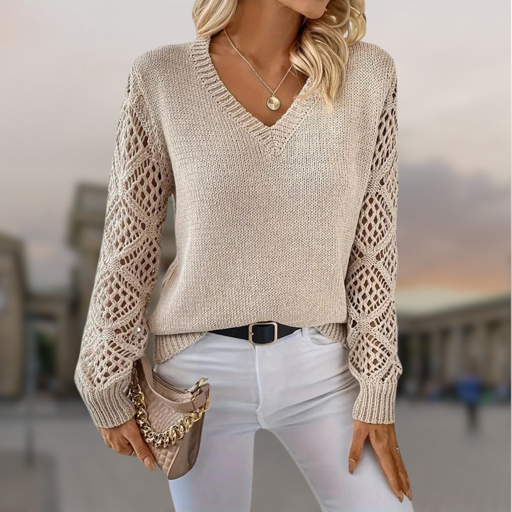 Isabella | Feinstrickpullover mit Spitzenärmeln