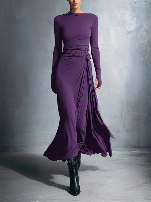 Emma | Damen Maxikleid mit seitlichem Knoten