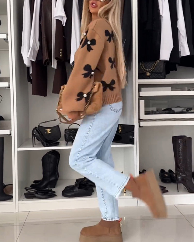Luisa | Flauschige Strickjacke mit Schleifendetail