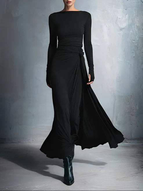 Emma | Damen Maxikleid mit seitlichem Knoten
