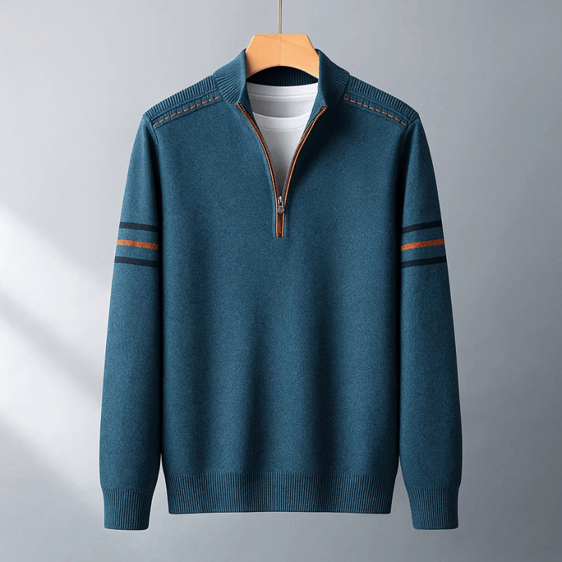 Lukas | Herren Pullover modern mit Halbreißverschluss