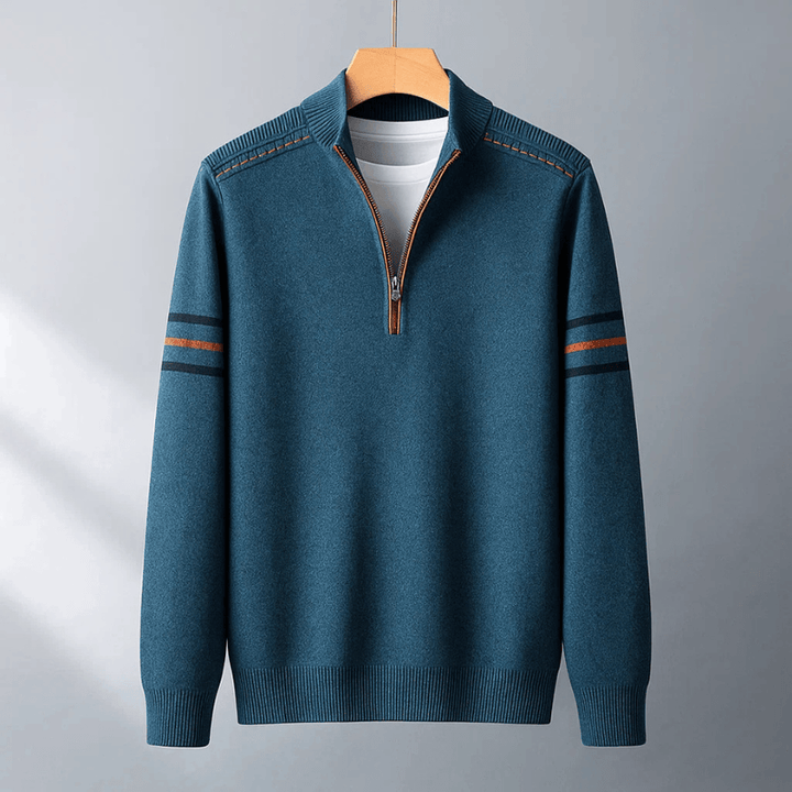 Lukas | Herren Pullover modern mit Halbreißverschluss