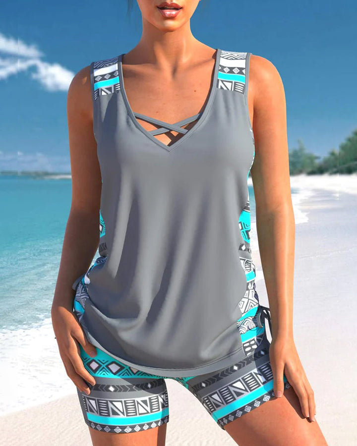 Mia | Tankinis mit geometrischem Druck und V-Ausschnitt