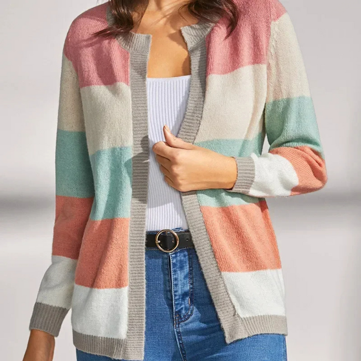 Aurora | Weiche Strickjacke mit bunten Streifen