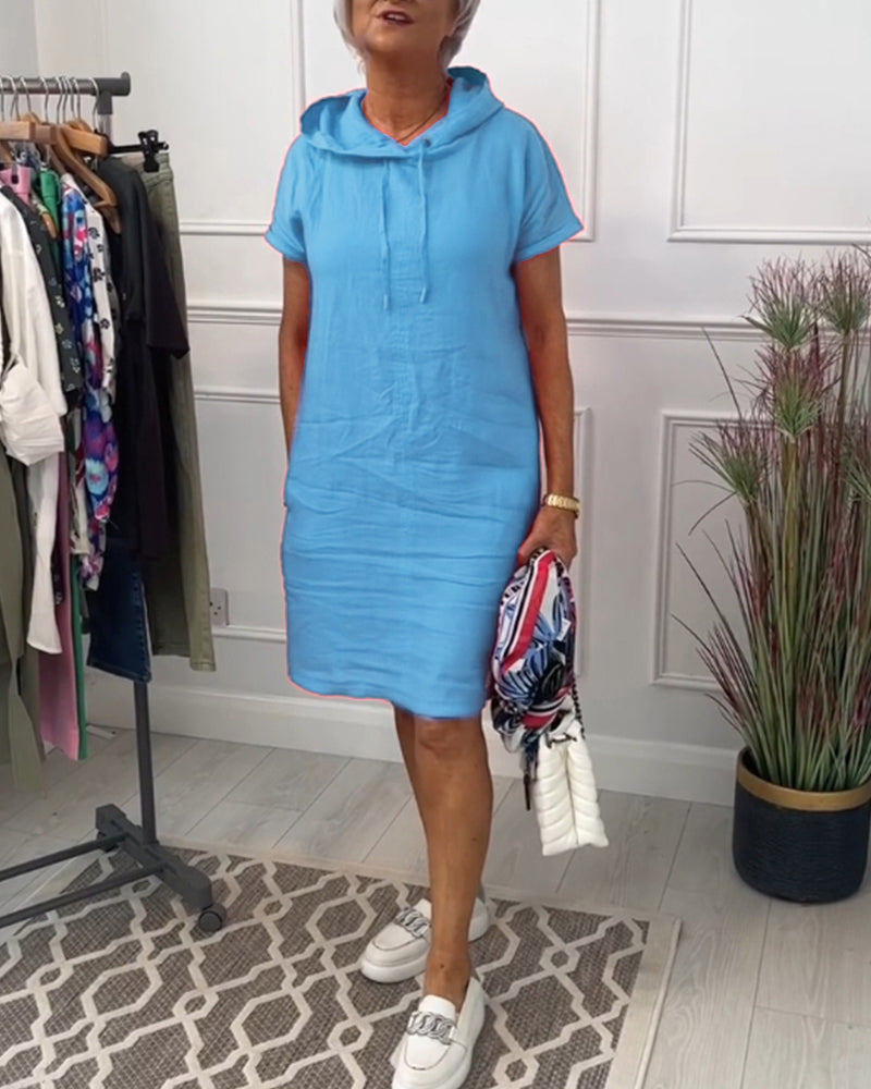 Freizeitkleid mit Kapuze & kurzen Ärmeln lässig
