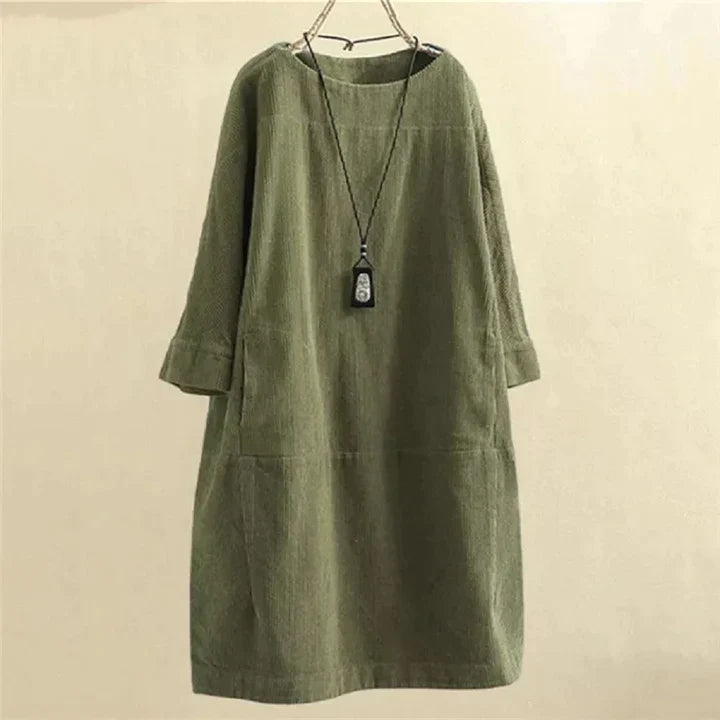 Livia | Midikleid aus geripptem Vintage-Samt