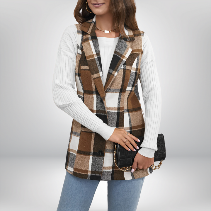 Amelia | Karierter Blazer aus weichem Wollmaterial