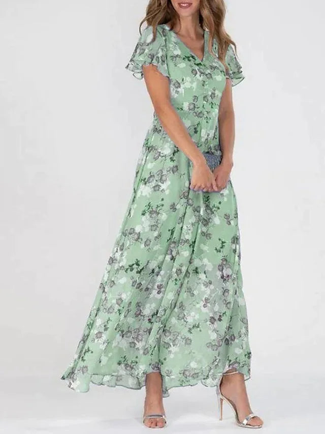 Lidia | Langes Kleid mit Blumenmuster
