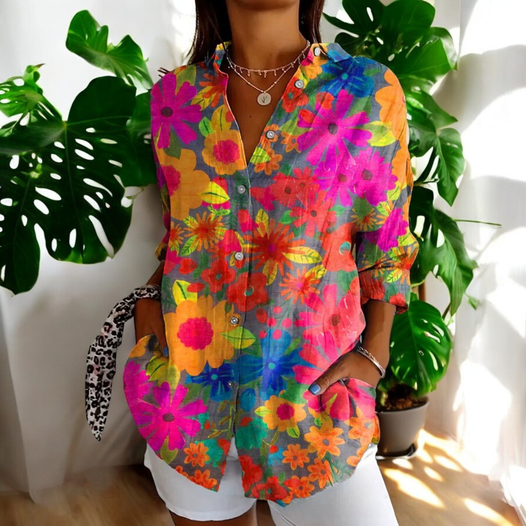 Jadelyn | Stilvolle Vintage-Bluse mit floralem Muster für Damen