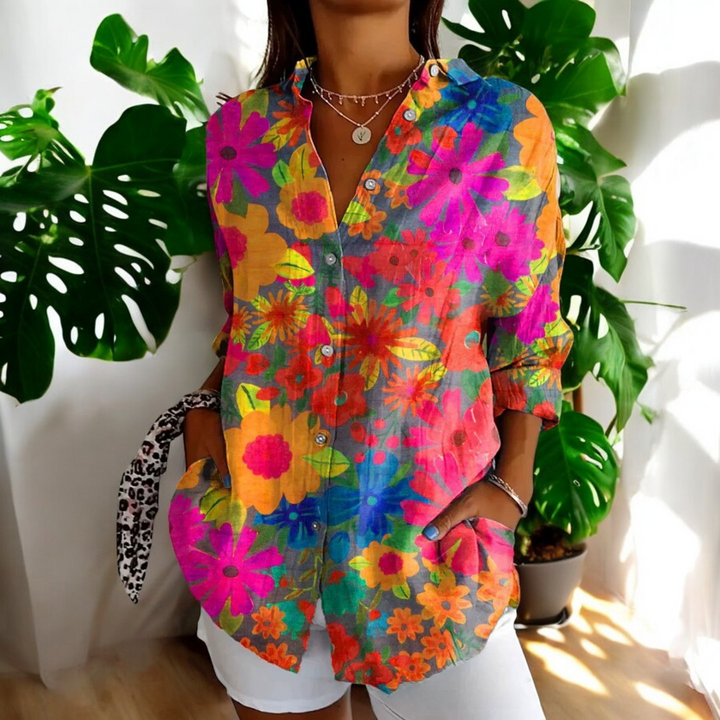 Jadelyn | Stilvolle Vintage-Bluse mit floralem Muster für Damen