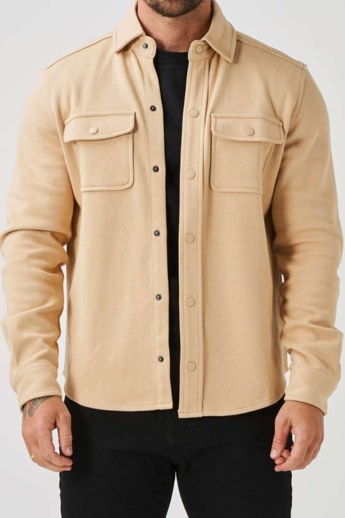 Couture | Beige Überhemd aus Baumwolle für Herren