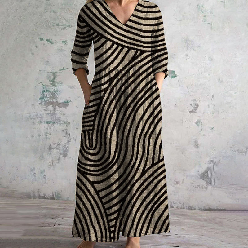 Olivia | Klassisches gestreiftes Kleid für Damen