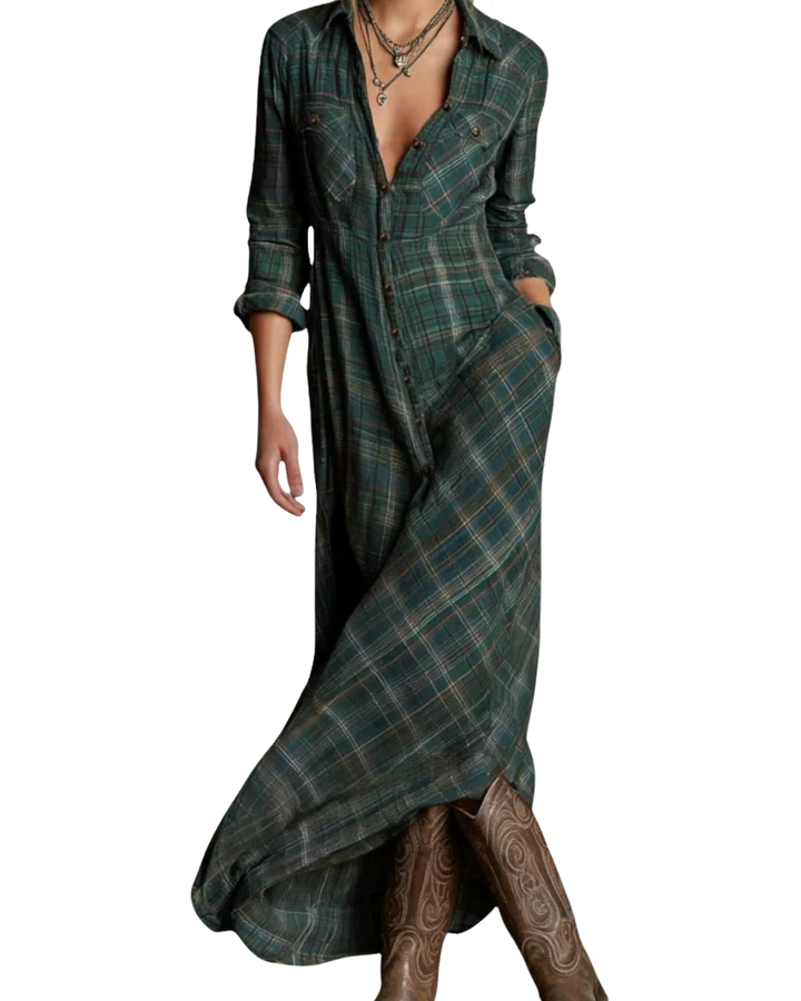 Mara | Elegantes Maxi-Hemdkleid mit Gürtelakzent