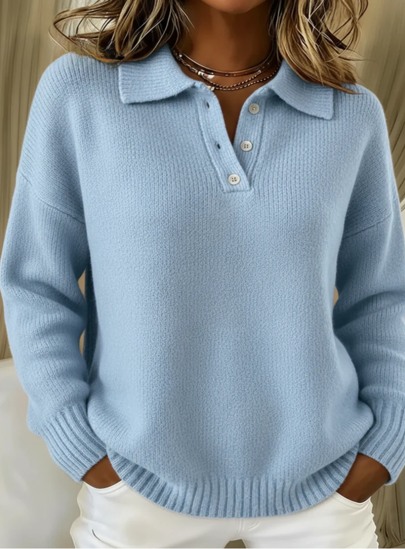 Mara | Eleganter Strickpullover Damen mit Polokragen