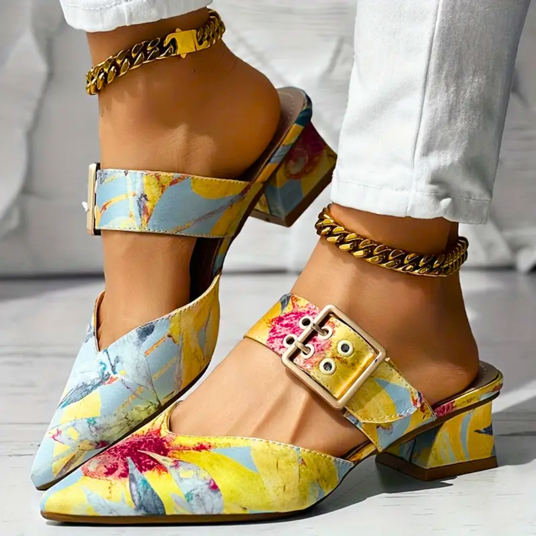 LINDE | Bunt gemusterte Absatzschuhe für Damen
