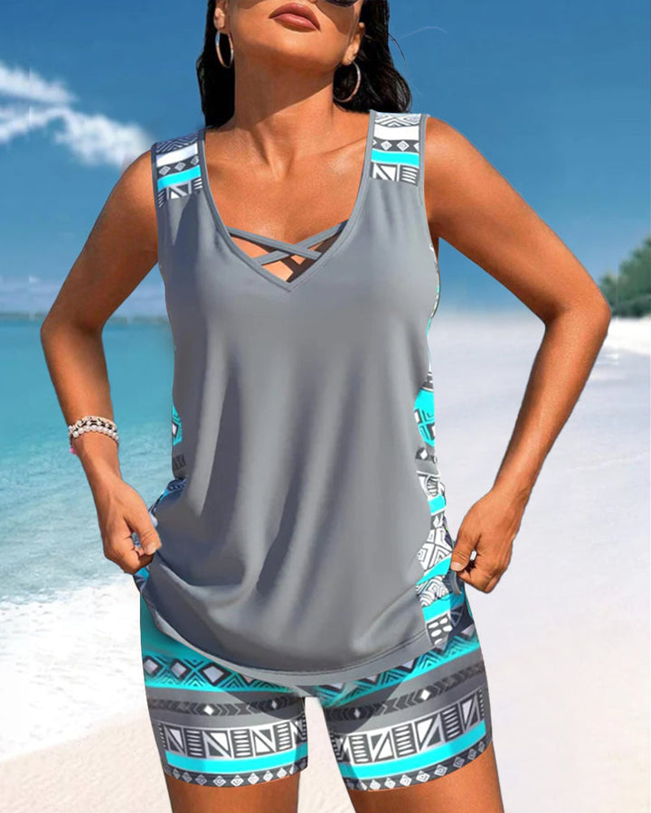 Mia | Tankinis mit geometrischem Druck und V-Ausschnitt