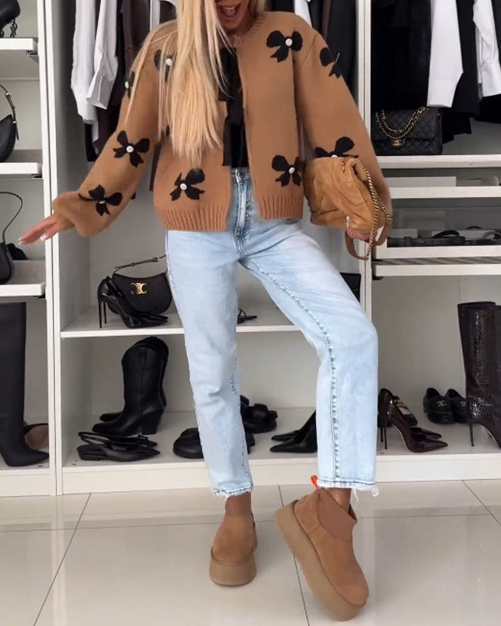 Luisa | Flauschige Strickjacke mit Schleifendetail