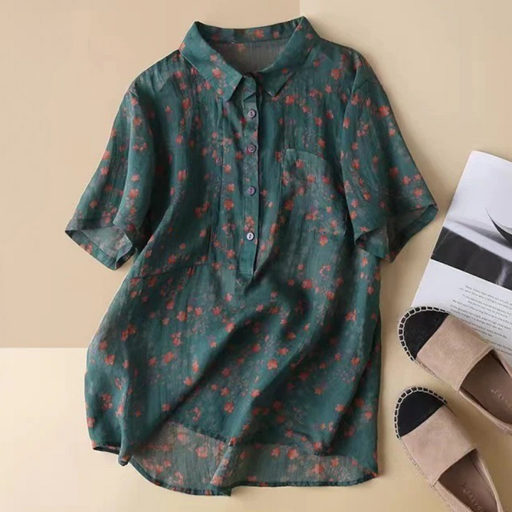 Clara | Florales Shirt mit halber Knopfleiste