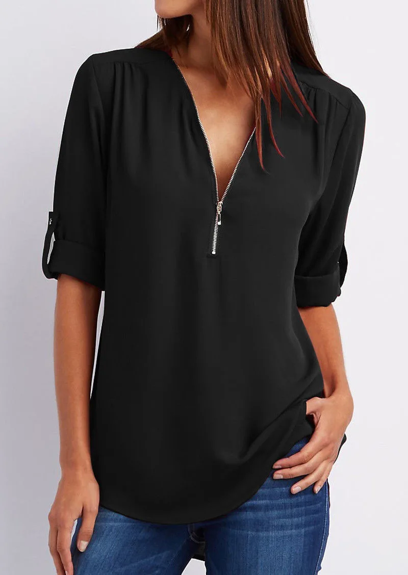 Kassidy Bluse mit Reissverschluss und elegantem Schnitt