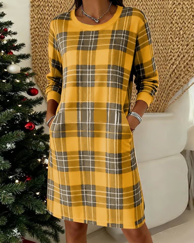 Laura | Kariertes Kleid Damen stilvoll & langärmlig