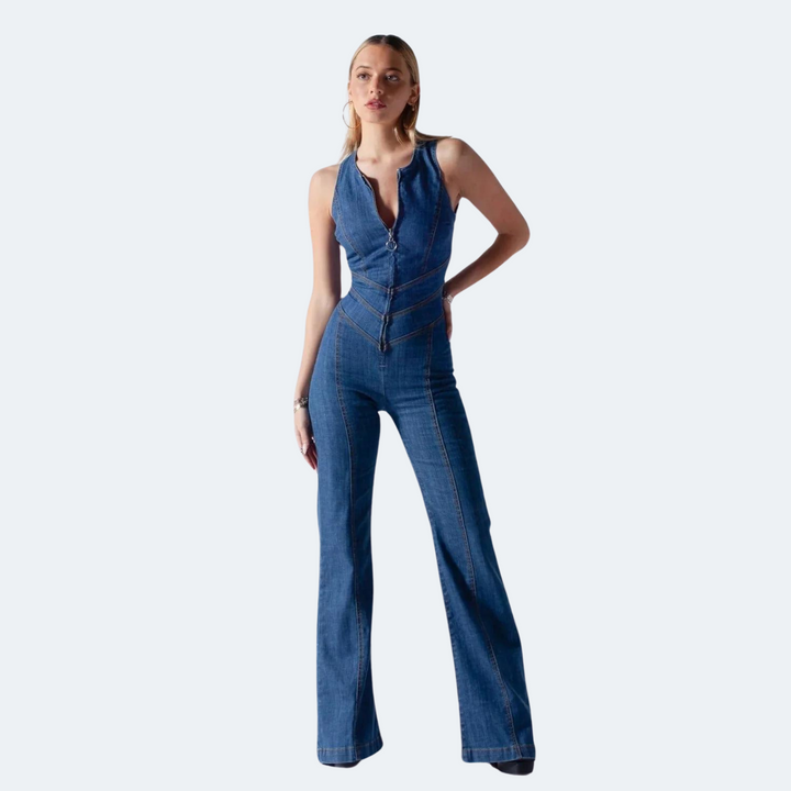Stella | Denim-Jumpsuit mit Herzmotiv auf dem Rücken