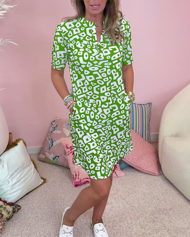 Sophia | Bedrucktes Kleid mit praktischen Taschen