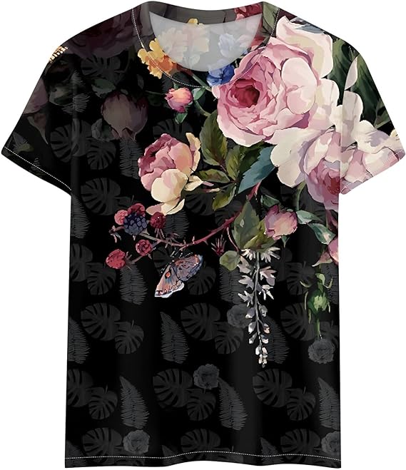 Anna Vintage-T-Shirt mit Blumendruck für retro-inspirierte Outfits