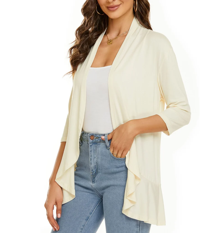 Amelie | Weiß leichte Damen Strickjacke für Frühling