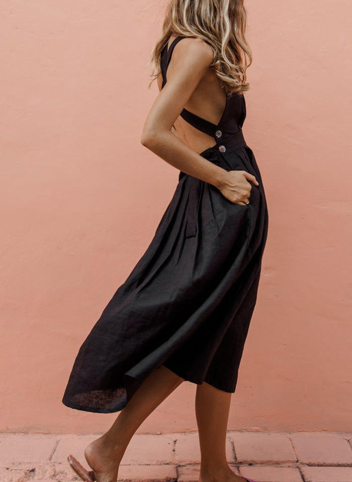 Rückenfreies Sommerkleid mit Spitzeneinsatz