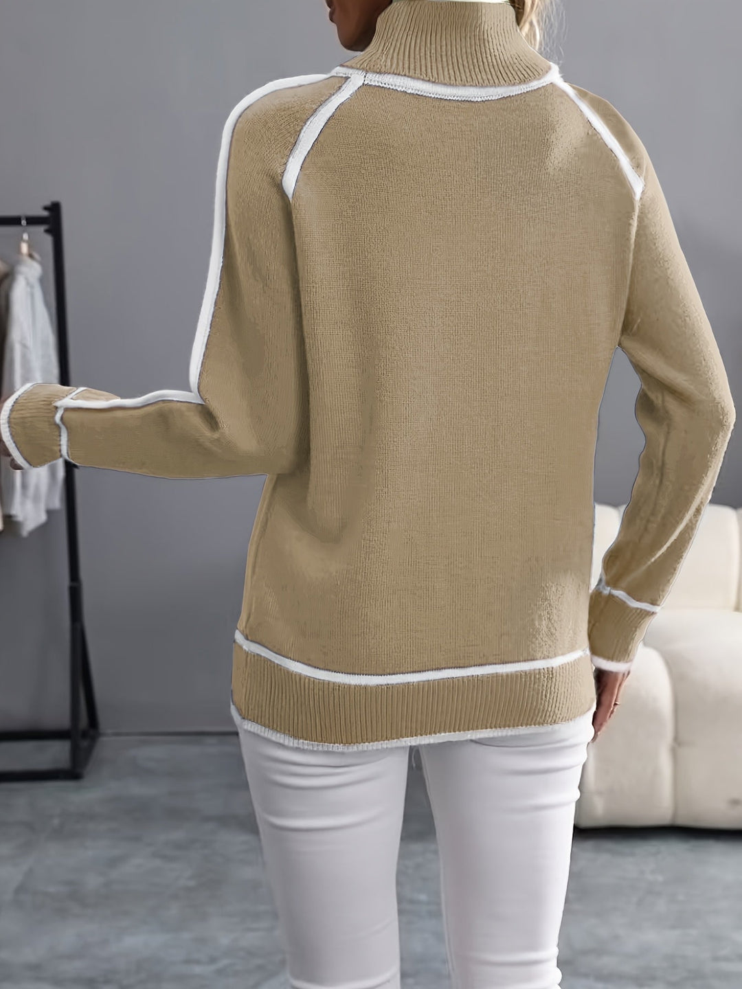 Nina | Feiner Strickpullover mit hohem Kragen