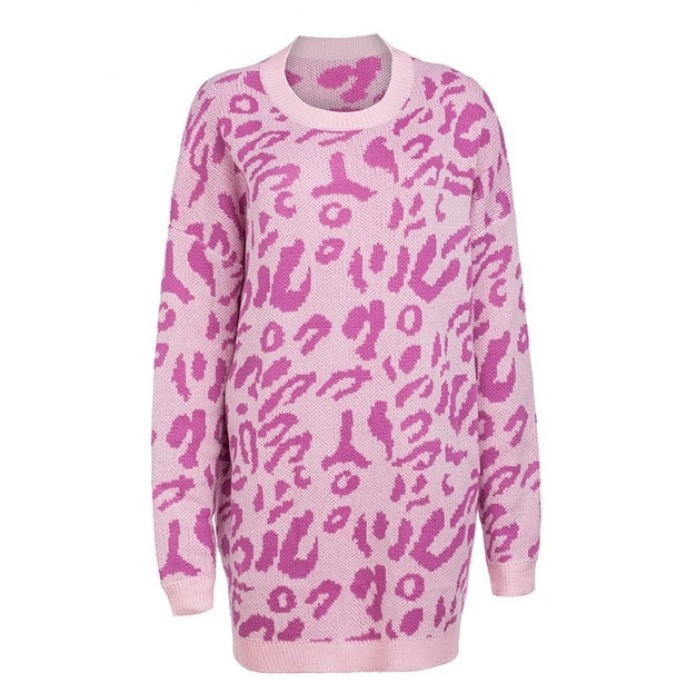Hirdis | Leopardenmuster Pullover mit langen Ärmeln