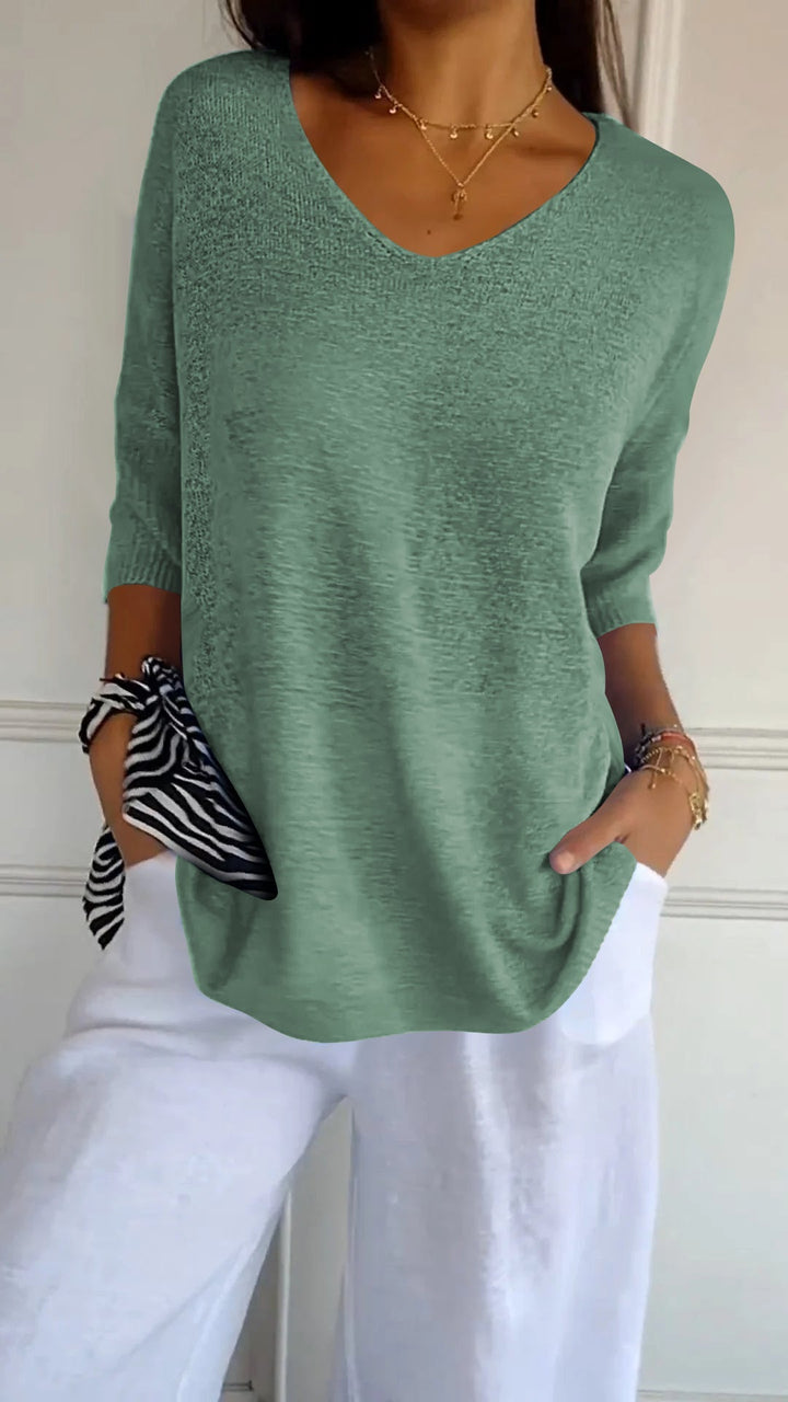 Einfache Eleganz V-Ausschnitt Stricktop für jeden Anlass