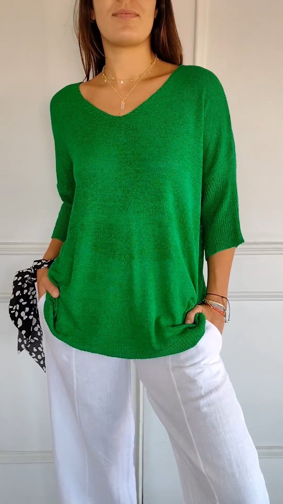 Einfache Eleganz V-Ausschnitt Stricktop für jeden Anlass