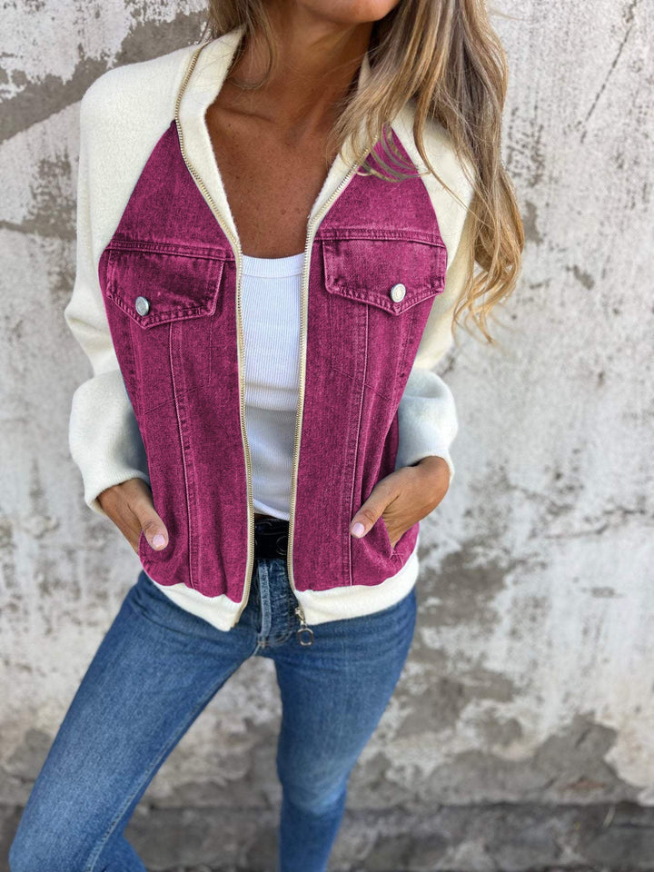 Jacky | Lässige Jacke mit V-Ausschnitt und Reißverschluss