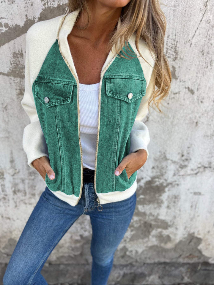Jacky | Lässige Jacke mit V-Ausschnitt und Reißverschluss