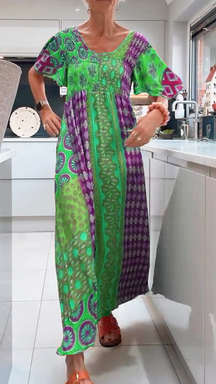 Isabella | Paisley Muster Kleid mit fließender Linie