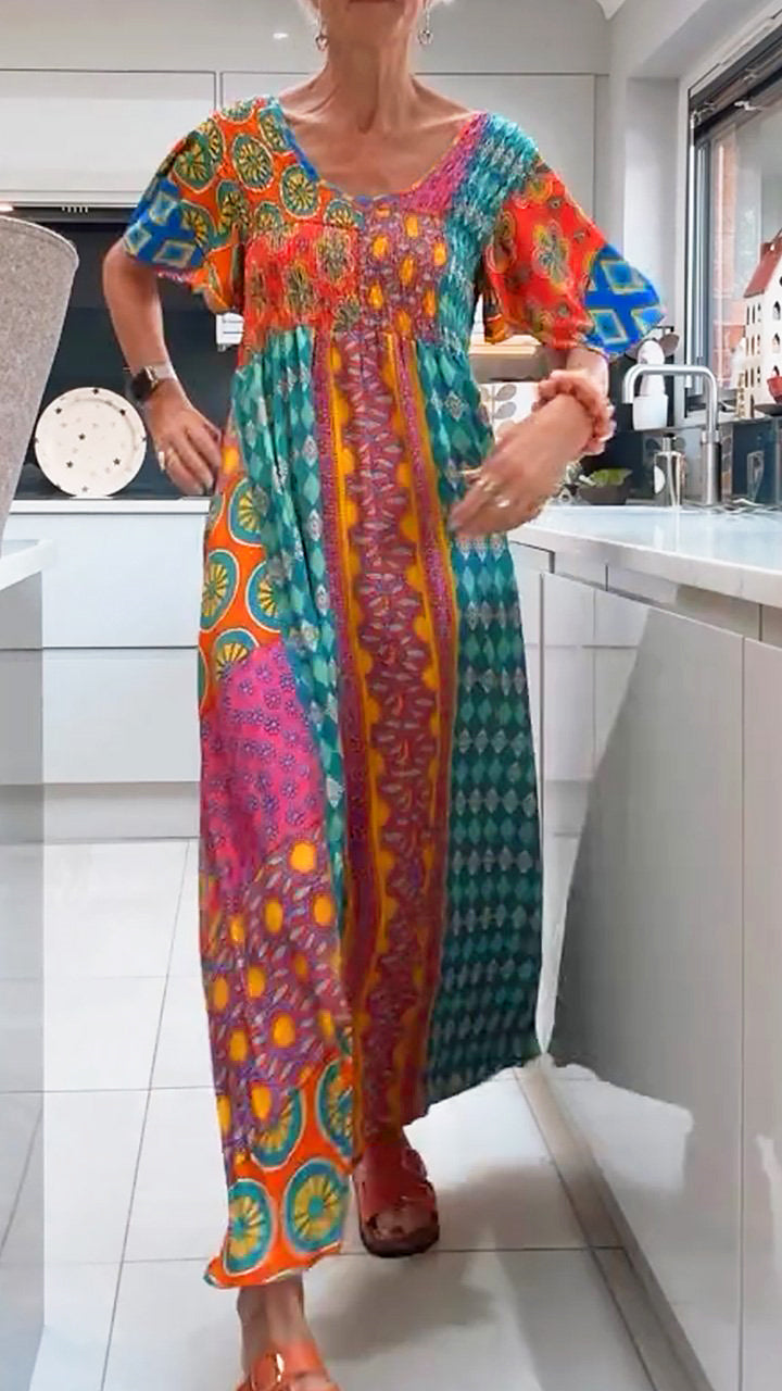 Isabella | Paisley Muster Kleid mit fließender Linie